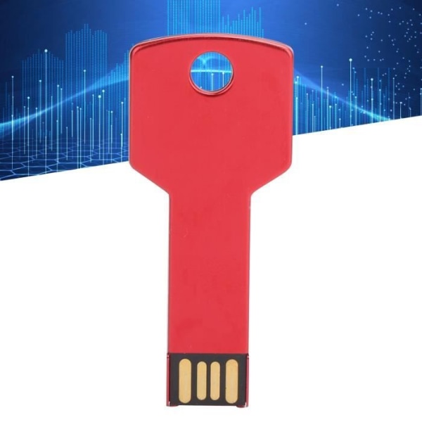 HURRISE Rött USB-minne Nyckelform av aluminiumlegering U-skiva för ljudstycke 8GB 16GB