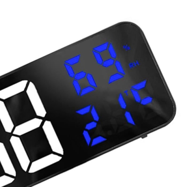 HURRISE Stor digital LED-klocka Spegel stor digital LED-klocka, elektronisk väckarklocka för dekorklocka Vit och blå