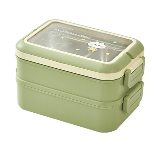LIA Isolerad Lunchbox Rostfritt Stål Flera fack Sre Och Fashionabel Bento Box För Studenter Grön