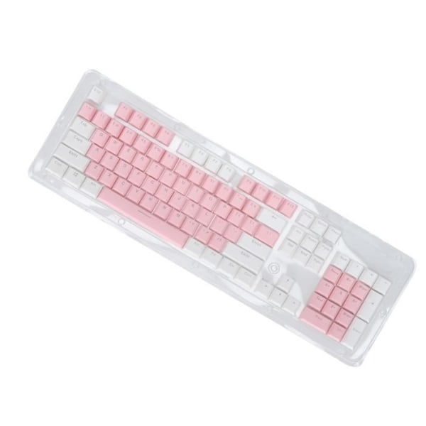 HURRISE 104st tangentbord Hållbara stabila tvåtonsgenomskinliga bakgrundsbelysta PBT mekaniska tangentbordslock (rosa vit)