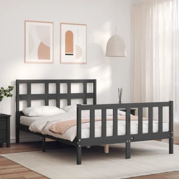 FDIT Sängstomme med grå sänggavel 120x200 cm massivt trä - FDI7070649320015