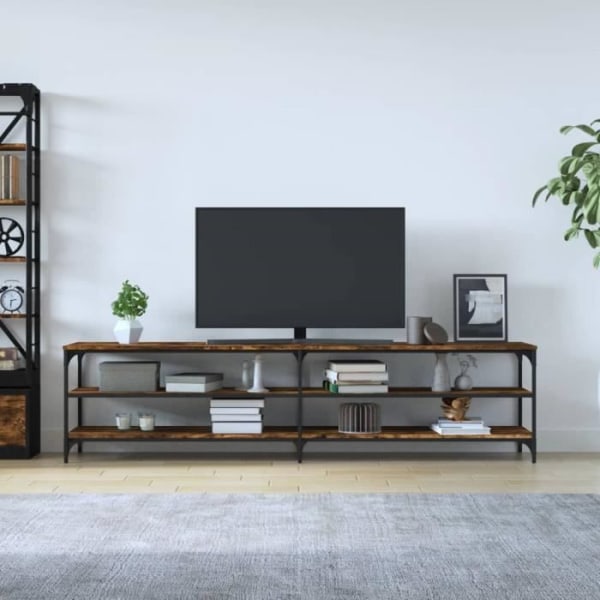 FDIT TV-skåp i rökt ek 200x30x50 cm konstruerat trä och metall - FDI7070649268911