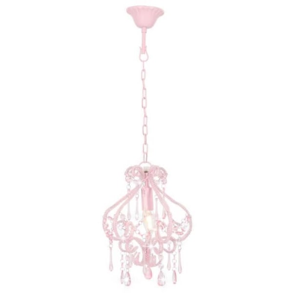 BEL Taklampa Lampor med pärlor 24 x 32 cm metall (lampans fot) + akryl (pärlor) Rosa Runda E14 9786627305810