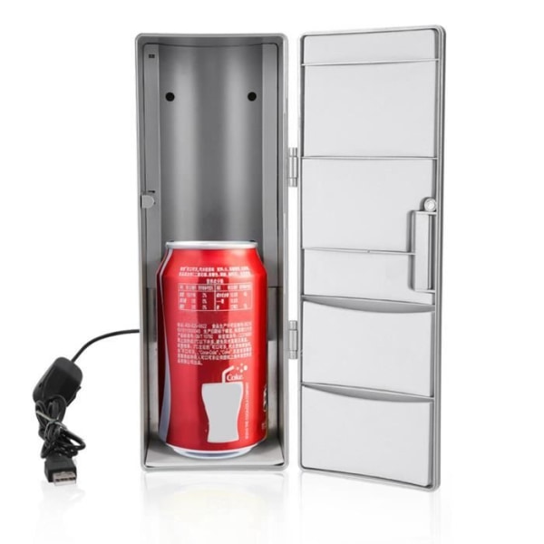 HURRISE Mini Fridge Beverage Kylskåp - 8,5 x 12 x 25 cm Mini USB Kylskylare för burkar Drick klassisk hushållsapparat