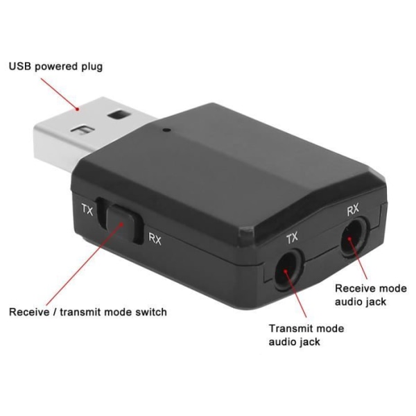 HURRISE 3 i 1 USB trådbunden sändarmottagare för med 2 kablar