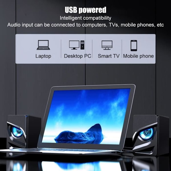 PC-högtalare, 3W Mini 3,5 mm USB 2.1 Stereo lågfrekventa trådbundna högtalare för stationär dator, bärbar dator,