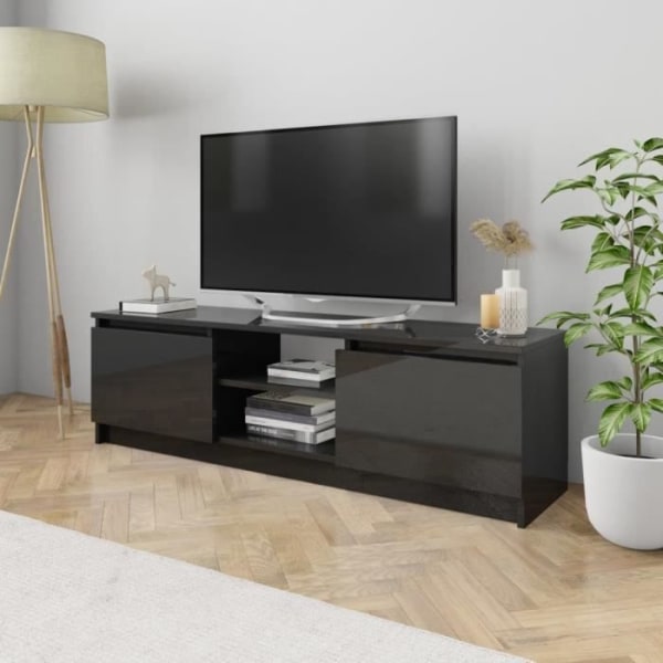 YUDAIHD TV-bänk blank svart 120x30x35,5 cm spånskiva YUD62289