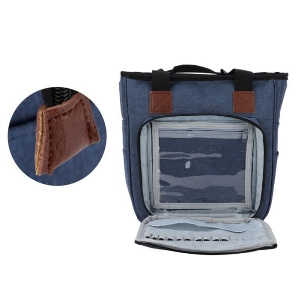 HURRISE Garnväska Stickväska Multifunktionell bärbar Oxford-tygförvaringsväska för virkade nålar (blå)