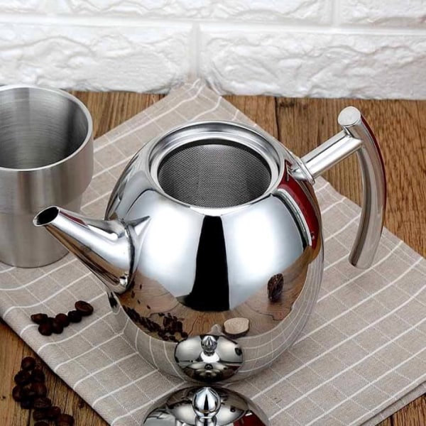 ANKOMST Vattenkokare Kaffekanna tekanna i rostfritt stål med stor filterkapacitet (1L) för hem, hotell, café, bar