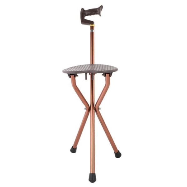 Qiilu Walking Chair Bärbar Metal Folding Walking Stick Stol Säte Pall Travel Cane Stol