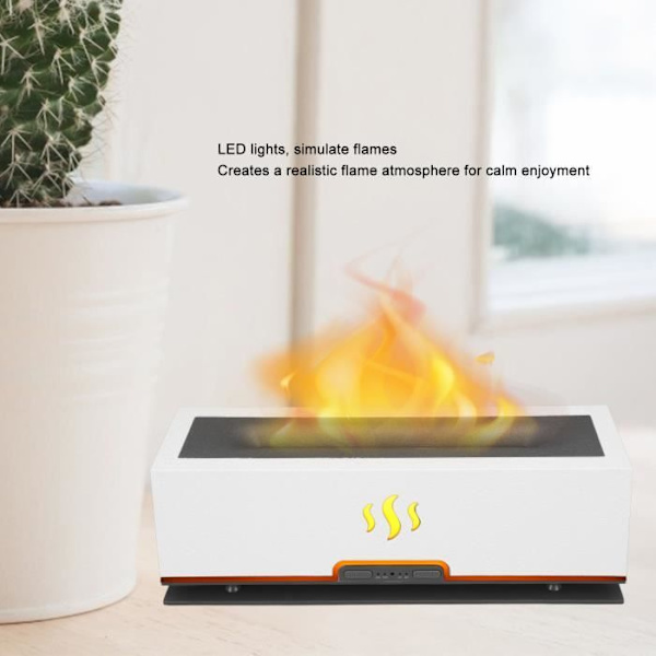 HURRISE Flame Aroma Diffuser Flame Aroma Diffuser Hollow Out Smart LED-ljus Lamp Diffuser EU-kontakt EU-kontakt Svart