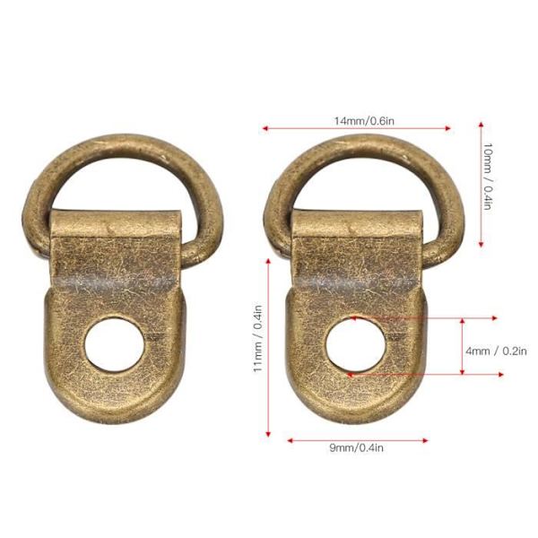 ROM Skosnörskrok D-Ring Mässing Skoväska DIY Lädernit 100 set