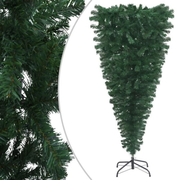 Upp och ner konstgjord julgran med stativ Grön 180 cm CEN-9372011144181