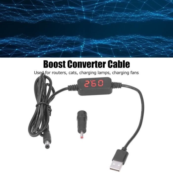 HURRISE Transformator Boost Volt USB Boost Converter Kabel Digital Display Mobil Strömmodul
