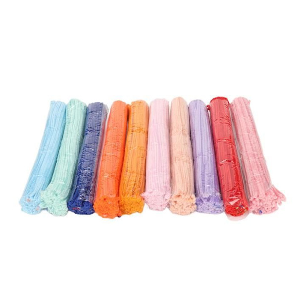 Chenille Stavar 1000 stycken Rörrengöringsmedel Blandade färger Mjuk polyester Multifunktionsfärgglada dockor Rörrenare