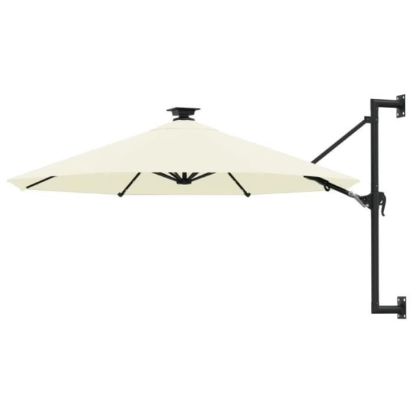 Vägghängt parasoll med metallstång och LED 300 cm Sand LIA-7663815285340