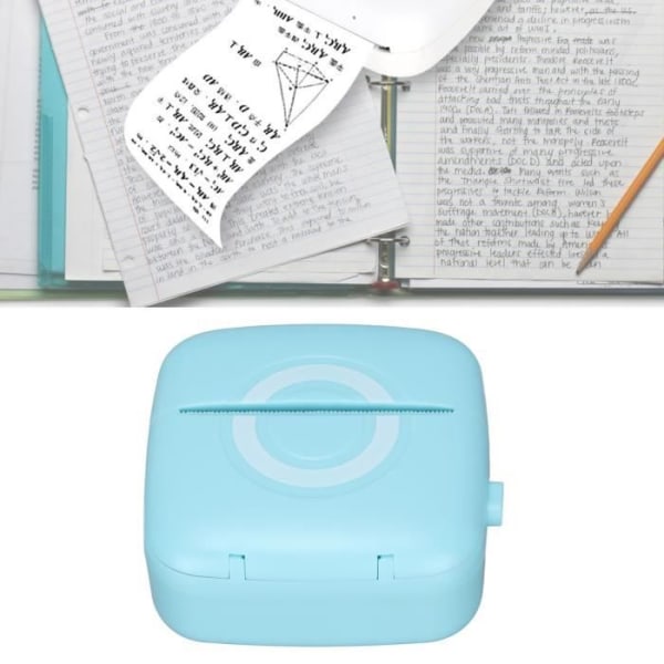 HURRISE Pocket Printer Mini Printer 200DPI Upplösning Termisk utskrift Ergonomisk lättviktsbärbar skrivare (blå)