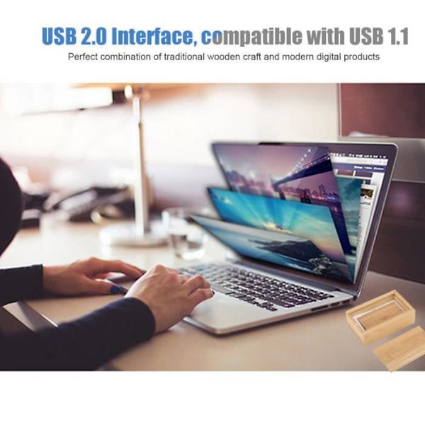HURRISE USB-minne USB 2.0 USB-lagring lång form trä USB-minne U Disk Memory Stick (32G)