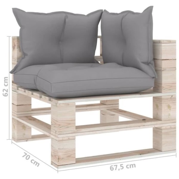 4-sits pall trädgårdssoffa-med kuddar-furu och tyg (100 % polyester)-70 x 67,5 x 62 cm-grå LIA-7016694163320