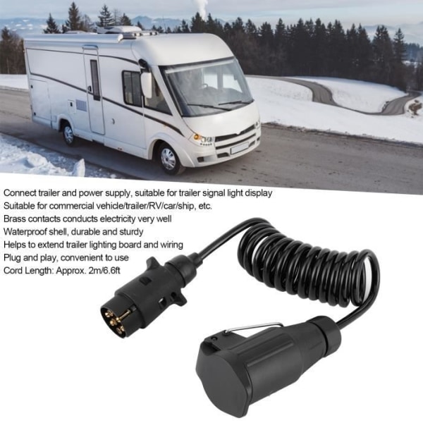 ROM Qiilu Trailer Kabeldragning Fjäder Tråd Anslutningskablar Förlängning Caravan Connectors 12V 7 till 13 stift