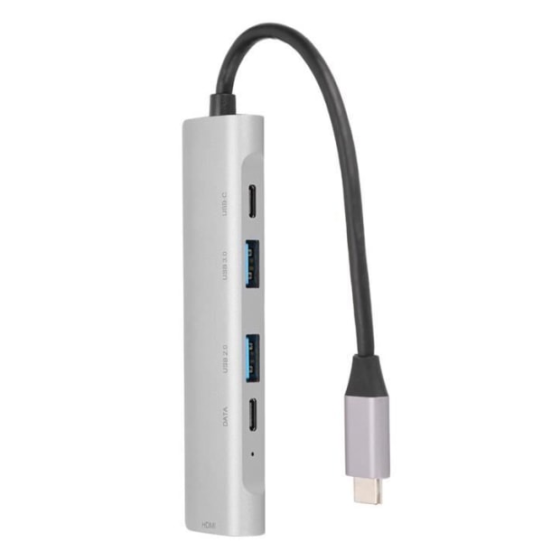 HURRISE Center 5 i 1 Typ-C till HUB, aluminiumlegering USB HUB Hub, 4K x 2K 30Hz TV-projektor Videodatortillbehör
