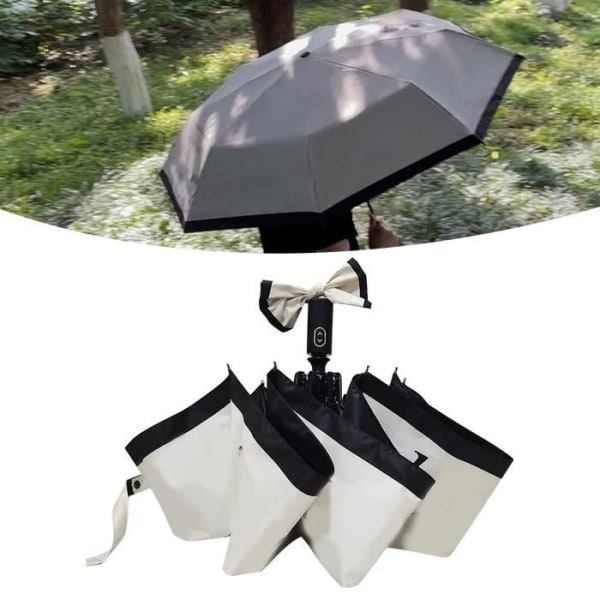 HURRISE automatiskt hopfällbart paraply 3 vintage franskt paraply automatiskt 3-vikt bärbart paraply regnbagage paraply