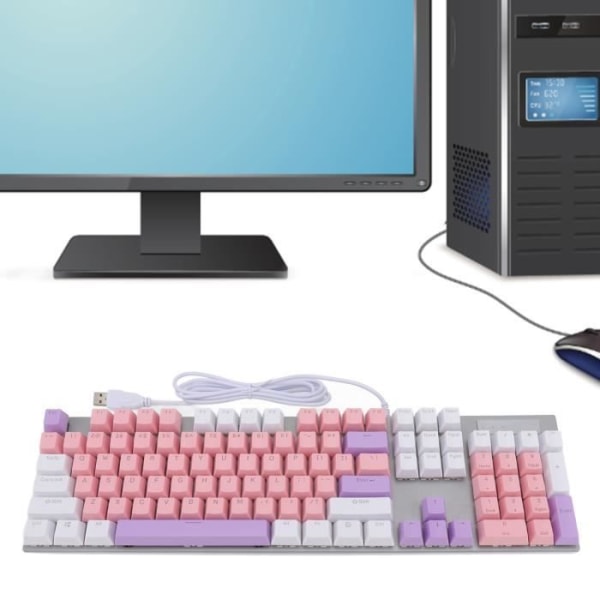 HURRISE RGB Tangentbord Mekaniskt tangentbord 104 nycklar Trådbunden Ergonomisk datortangentbord Lila Rosa Lila Röd Switch