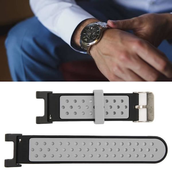 LAN - Ventilerad stiftspänne silikonarmband med skruvmejsel för Amazfit T-Rex T-Rex Pro (svartgrå)