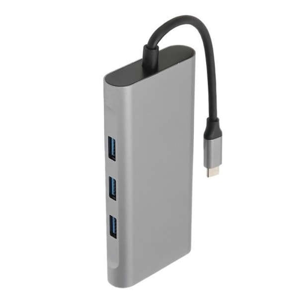 HURRISE 10 i 1 USB Hub 10 i 1 USB C Hub 1000M LAN Ethernet 4K HDTV VGA 100W PD Snabbladdning Audio USB Splitter