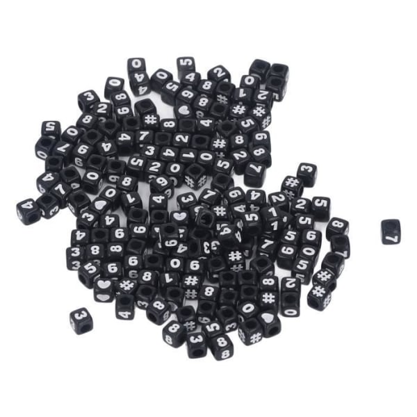 HURRISE Svarta numrerade pärlor 300 st Svarta kub-numrerade pärlor Akryl numrerade pärlor för tillverkning