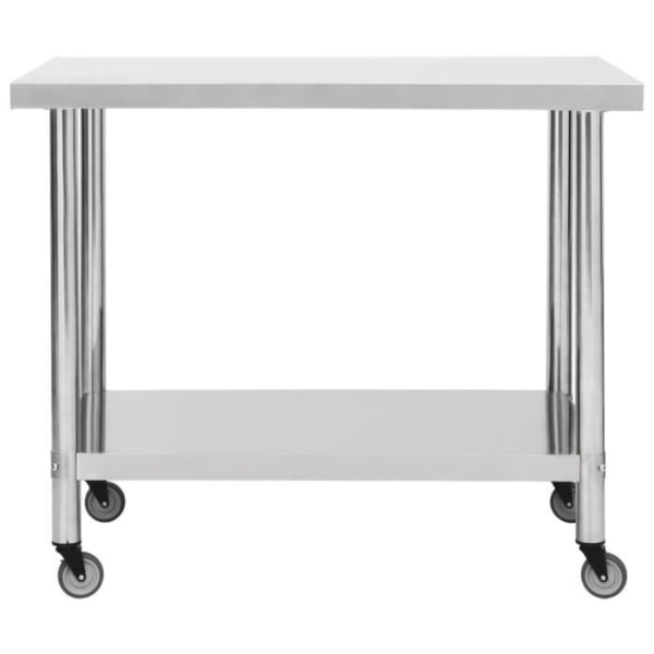 LIA - Köksarbetsbord med hjul 100x45x85 cm Rostfritt stål