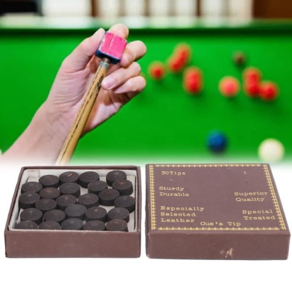 Fdit Leather Snooker Pool Cue Tips 50 st/kartong 12mm Cue Tips Kit Snooker Red Leather Cue Stick