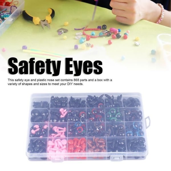 HURRISE Safety Eyes 868 delar Säkerhetsögon och näsa för virkade dockor Fyllda dockatillbehör sybehörssömnad