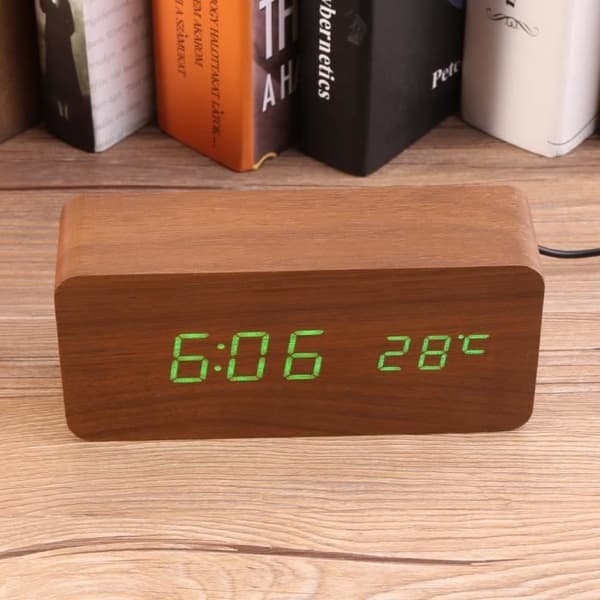 HURRISE träklocka Elektronisk digital klocka Skrivbordsväckarklocka för sovrum Office deco klocka