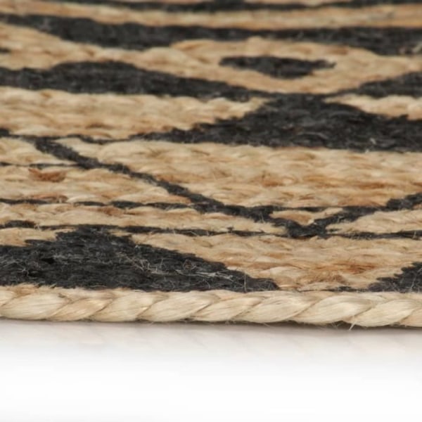 BEL Handgjord matta Jute med attraktiv struktur med naturligt tryck och svart mönster Flätad jute 120 cm 9375306314573