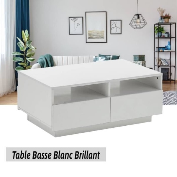 Soffbord med 4 lådor möbel i modern design blank vit LIA-46