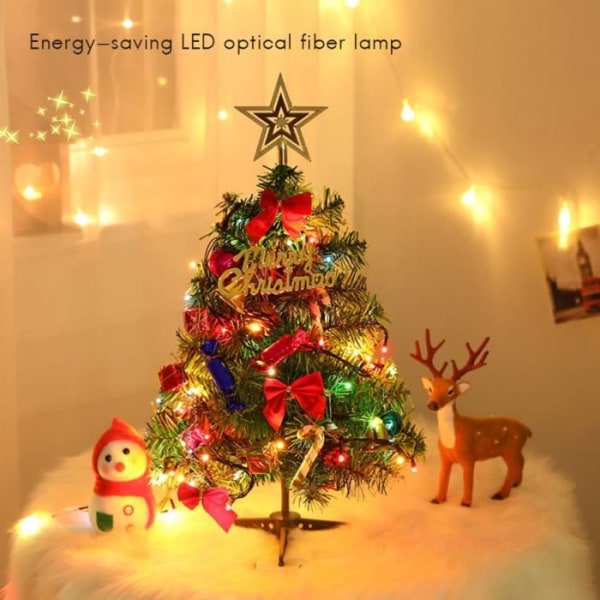 HURRISE julgransset 60 cm julgran med LED-ljus och prydnad, dekoration av festlinne i olika färger