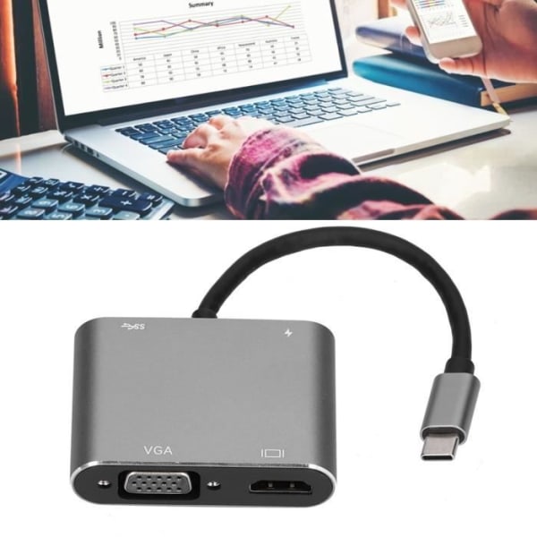 HURRISE 4-i-1 dockningsstation USB typ C och - Snabbladdning - Dataöverföring