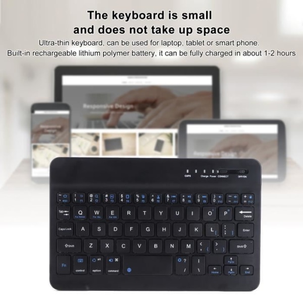 HURRISE 7 tum tangentbord Mini Bärbart Svart Bluetooth Tangentbord 7 tum 59 tangenter Datortillbehör HB030B