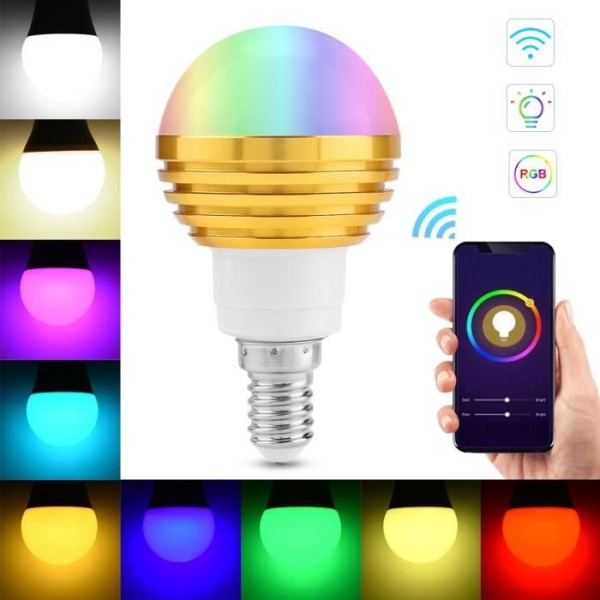 HURRISE WiFi Glödlampa LED Glödlampa Telefonkontroll WiFi Smart Lamp RGB+CW AC85V-265V E14 6W