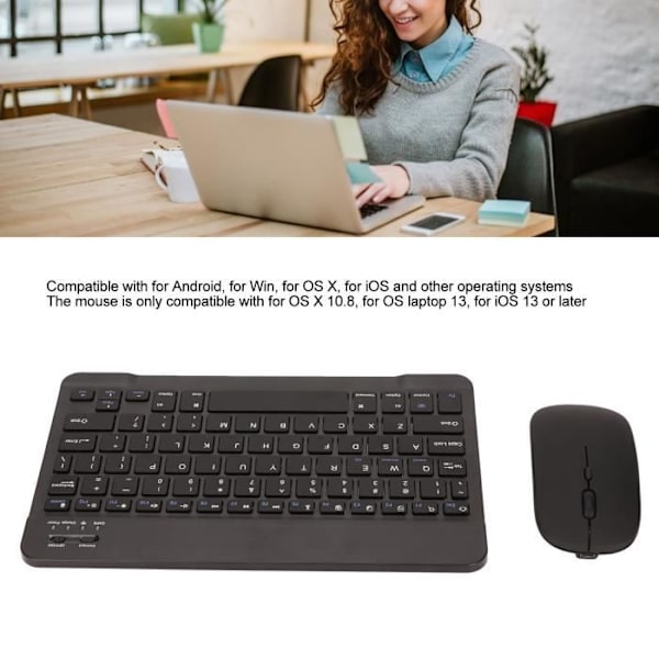 HURRISE Trådlös tangentbordsmuskombination Trådlös tangentbordsmus 2.4G Bluetooth Dual Mode Uppladdningsbar extern bärbar