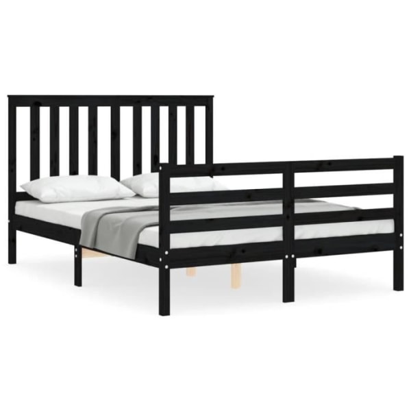 FDIT Sängstomme med svart sänggavel 120x200 cm massivt trä - FDI7070649293685