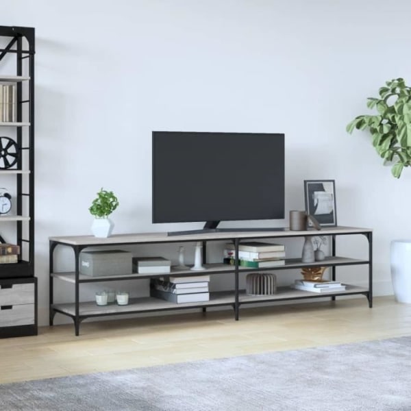 FDIT Grå sonoma TV-skåp 200x30x50 cm konstruerat trä och metall - FDI7070649285741
