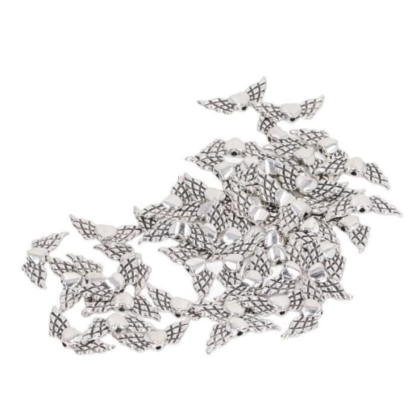 50 st Fairy Wing Charm Pärlor Wing Spacer Beads 0,9 tum bred zinklegering Heart Style