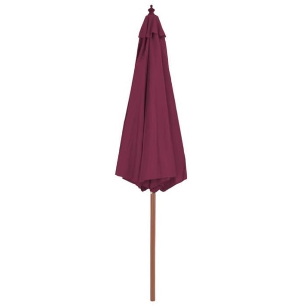 Parasoll/skuggsegel - med trästång - laminerat bambu och lövträ - 300 x 250 cm - Vinröd BEL-9112571076825