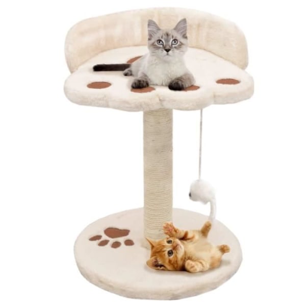 BEL-Cat möbler Beige och brunt kattträd med sisal skrapstolpe 30x30x40cm ram för spånskivor+mjuk plysch