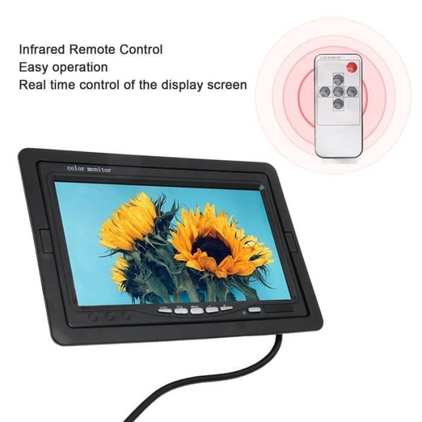 HURRISE Bakre kamera LCD-skärm 7 tum 1024 X 600 Bakgrundsbelyst Backup Camera Monitor, TFT LCD-skärm 2 moto kamera