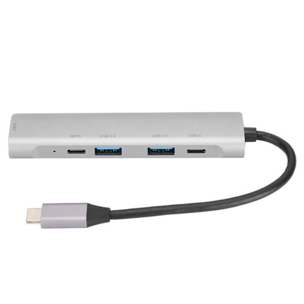 HURRISE Center 5 i 1 Typ-C till HUB, aluminiumlegering USB HUB Hub, 4K x 2K 30Hz TV-projektor Videodatortillbehör
