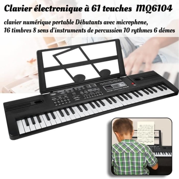 61 tangenter Piano Keyboard Elektroniskt piano med mikrofon, 16 ljud, 10 rytmer, 6 demos - LIA24