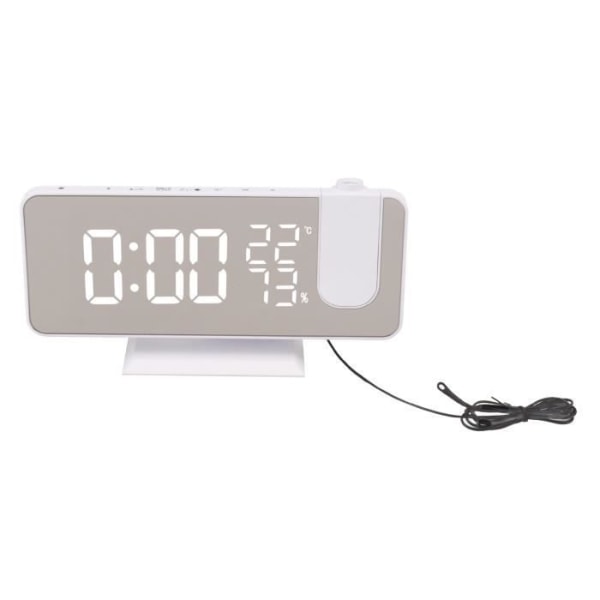 HURRISE LED Digital projektionsväckarklocka FM Radio LED Digital Smart Väckarklocka LED Vit kropp Teckenväckarklocka